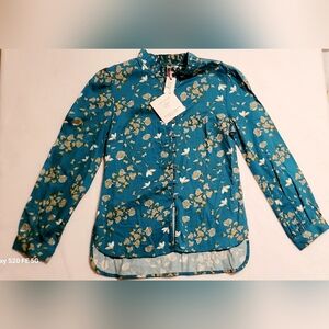 Beau & Ro Teal Floral Blouse
